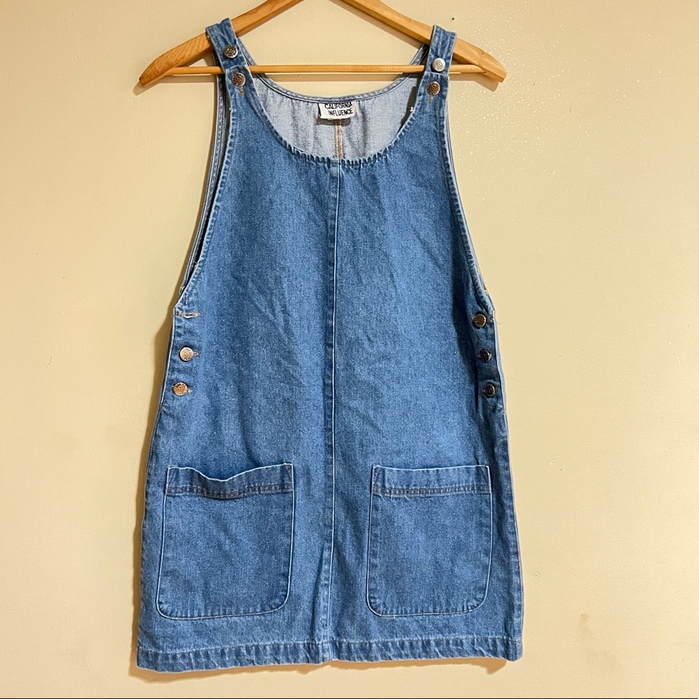 Vintage Denim Pinafore Mini Dress Size M